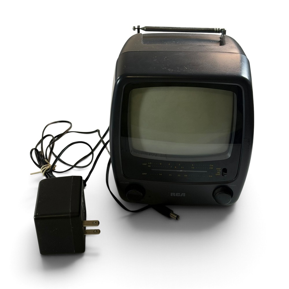RCA 16-3001 5 inch Black and White Portable TV AM FM Radio Vintage TESTED WORKS